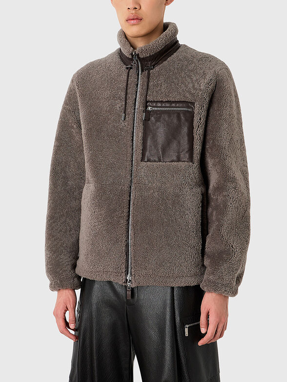 Double faced leather jacket with pockets - 1