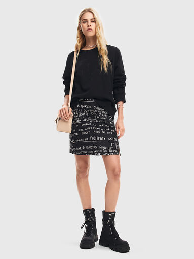 Black mini skirt with contrast print  - 5