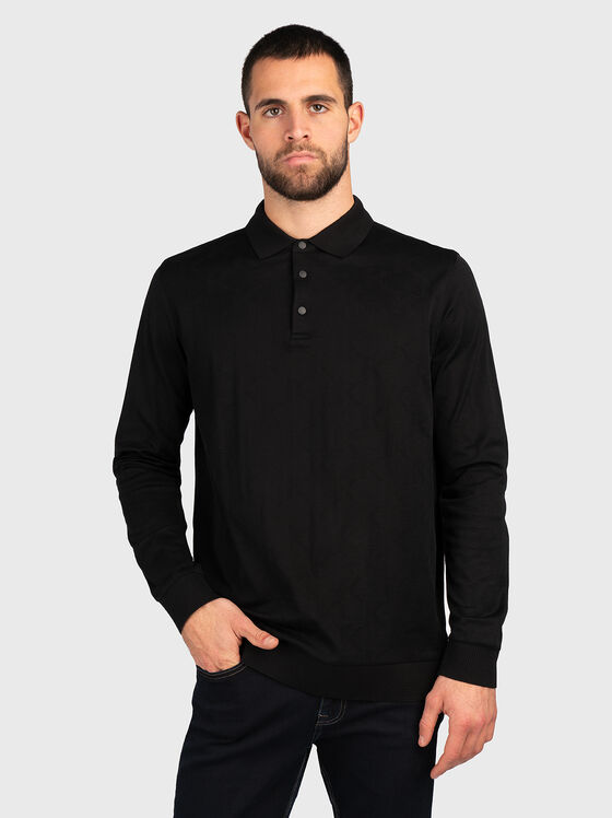 Cotton polo shirt with long sleeves - 1
