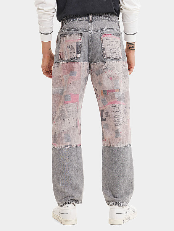 Jeans with contrasting print and accent pockets - 2