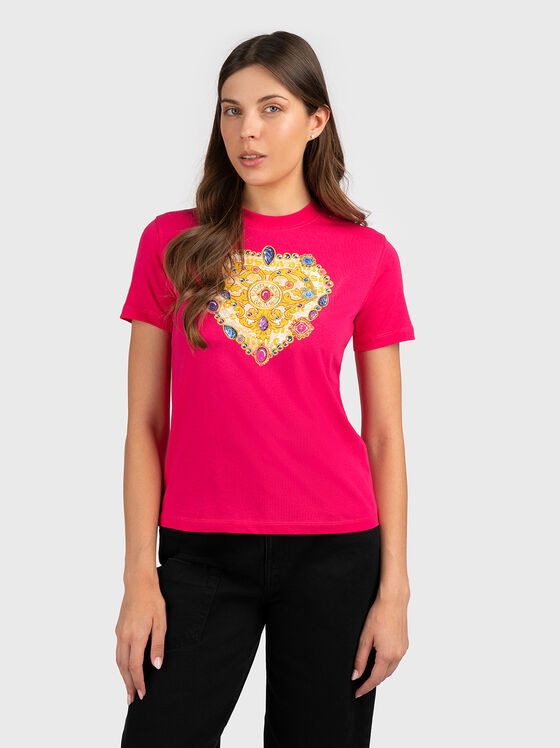 Tricou fuxia cu imprimeu - 1