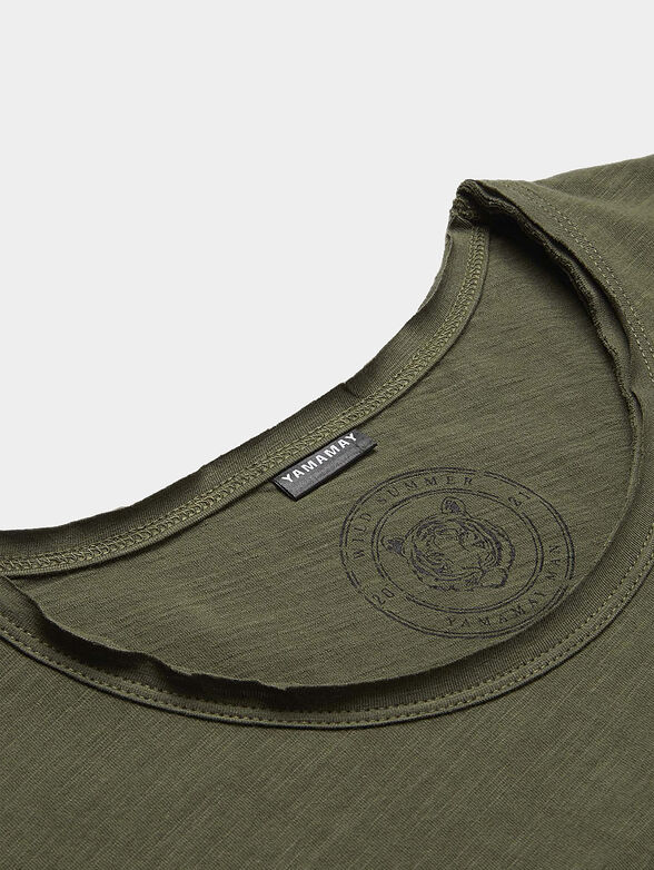 Cotton T-shirt in green color - 3