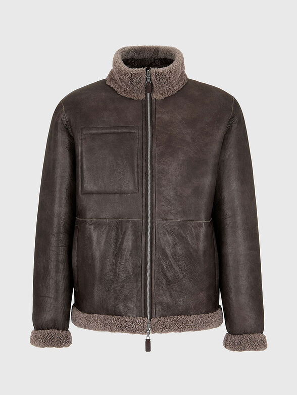 Double faced leather jacket with pockets - 5