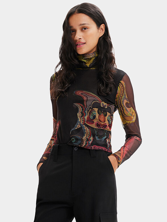 Tulle blouse with print - 1