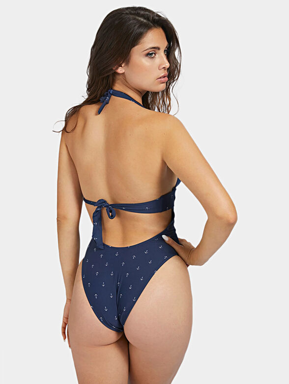 One-piece swimsuit with contrasting print - 2