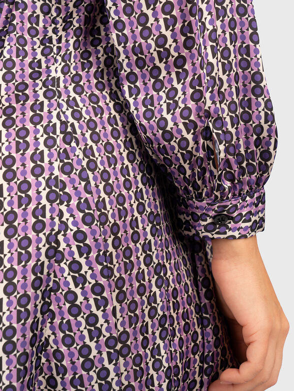 Satin shirt dress with monogram print - 5