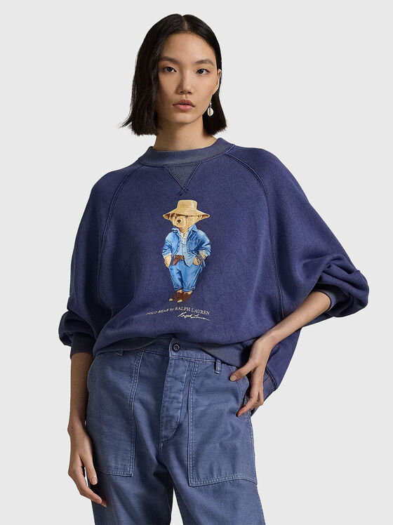 Hanorac Polo Bear supradimensionat cu decolteu oval - 1