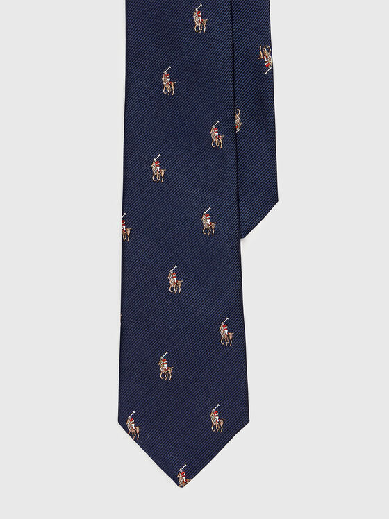 Cravata din matase cu broderie logo - 1