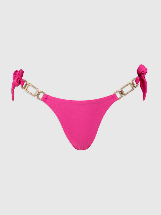 Slip de plajă fucsia cu detalii accentuate - 1