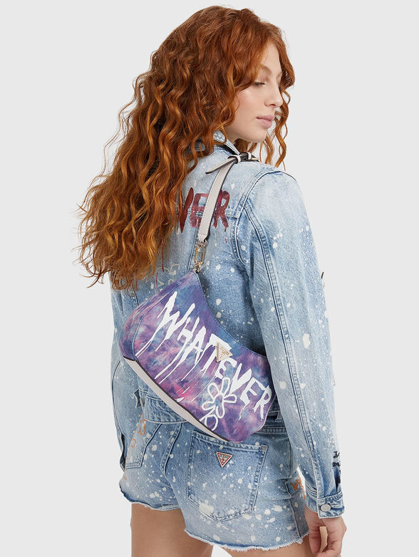 Graffiti print denim hobo bag - 2