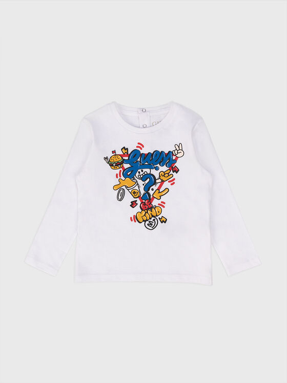 Bluză albă cu imprimeu multicolor - 1