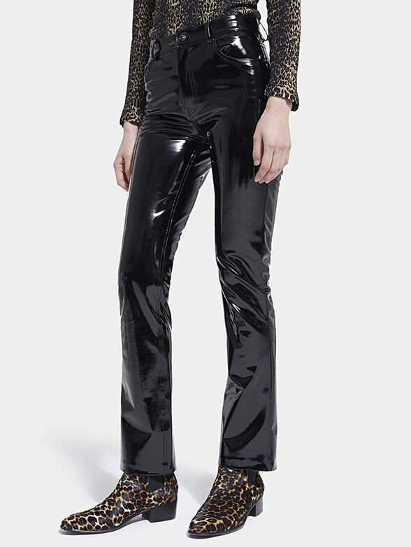Black faux leather trousers - 1