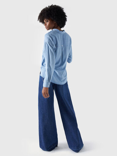 Blue lyocell shirt with pockets - 4