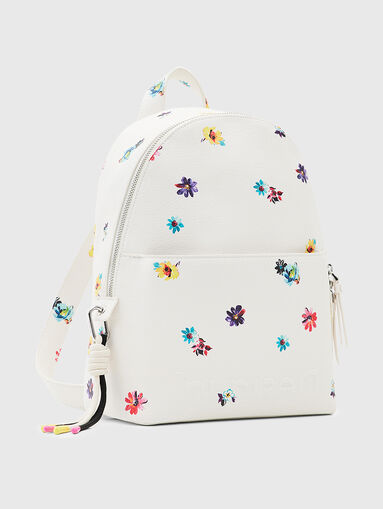 Black backpack with contrasting floral motifs - 4