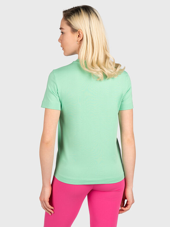 Green cotton T-shirt with shiny logo accent - 3