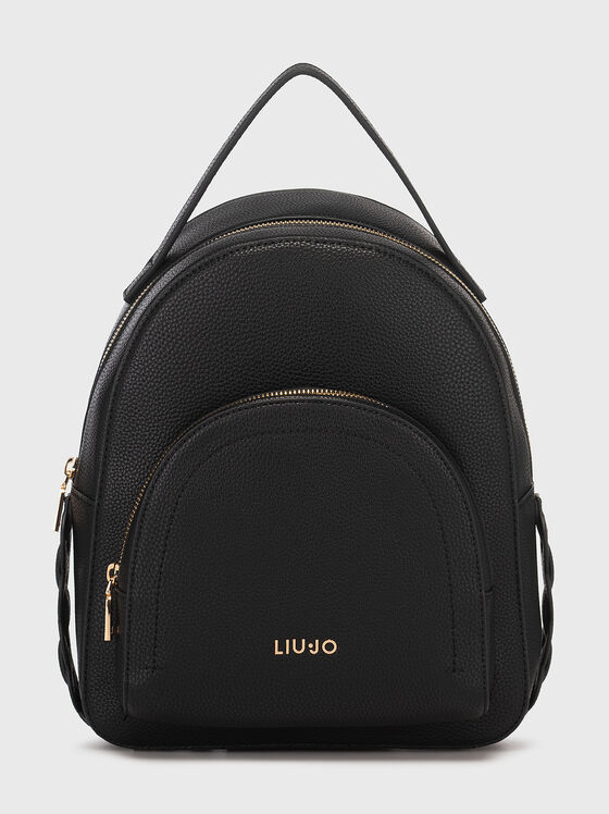 Black backpack with logo element - 1