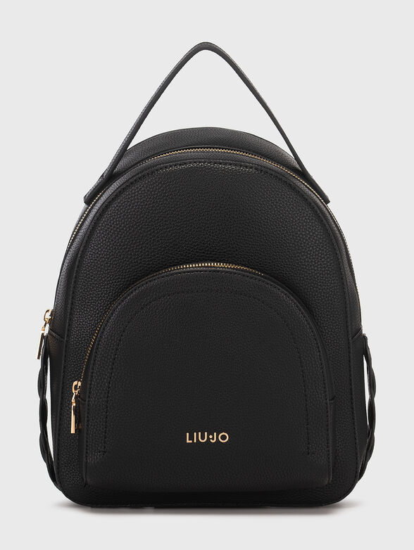 Black backpack with logo element - 1