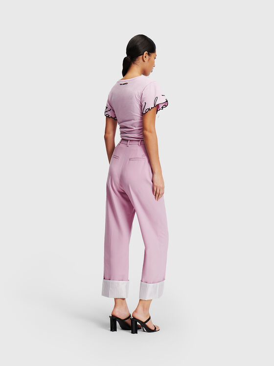 Pink trousers with contrast hem - 2