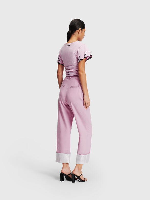 Pink trousers with contrast hem - 2