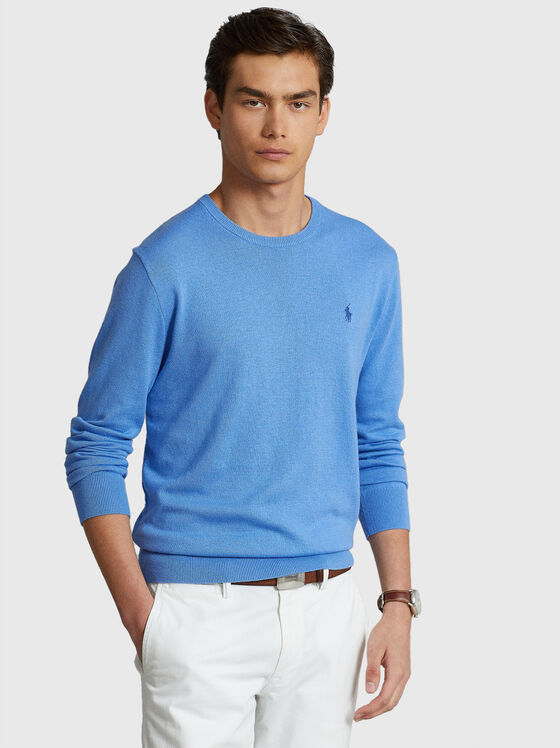Blue sweater with embroidered logo   - 1
