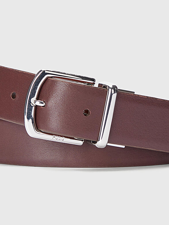 Leather brown reversible belt - 4