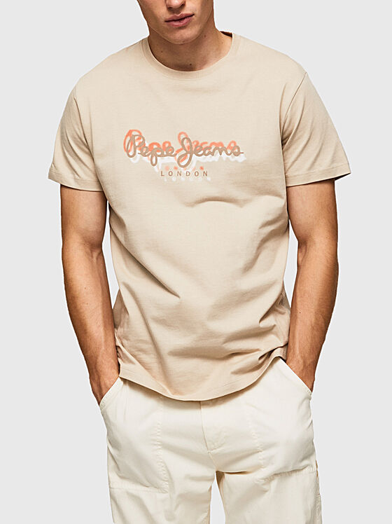RICHME beige T-shirt with logo print - 1