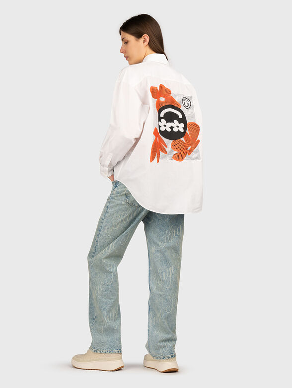 Long sleeved cotton shirt with accent back - 2
