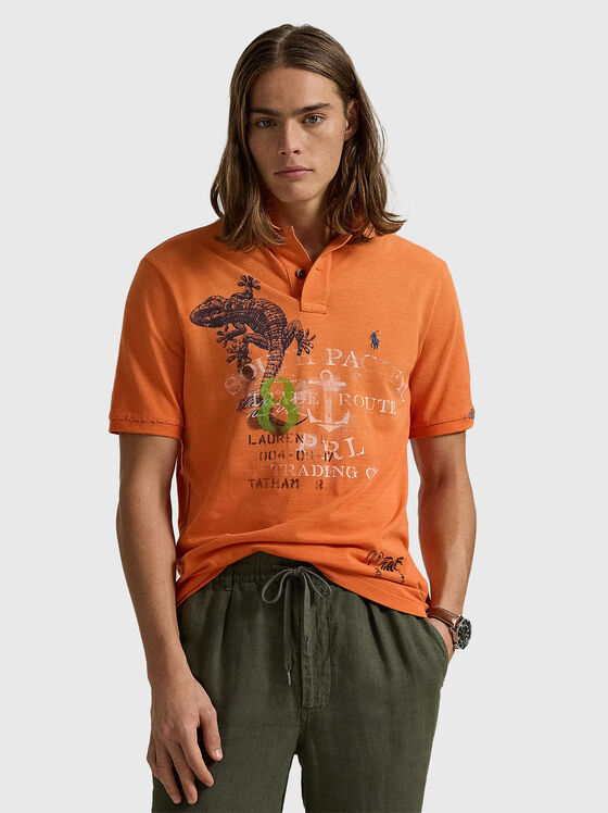 Tricou polo din bumbac cu imprimeu - 1