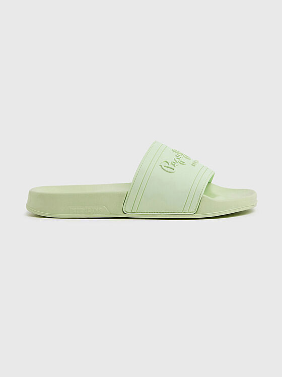 Papuci de plajă verzi cu accent logo - 1