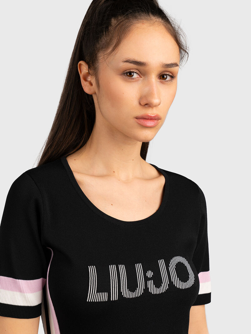 Knitted black dress with logo - 3