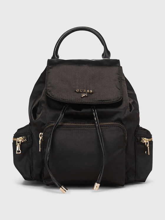 Black textile backpack with logo - 1