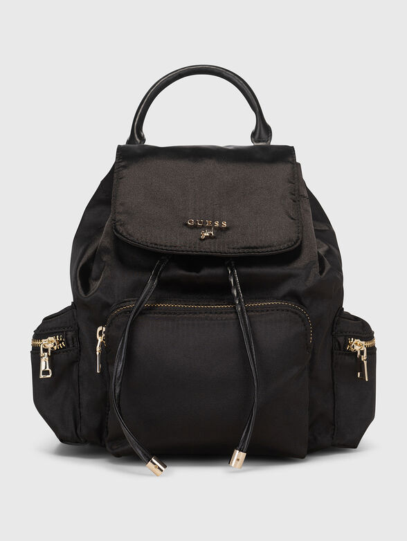 Black textile backpack with logo - 1