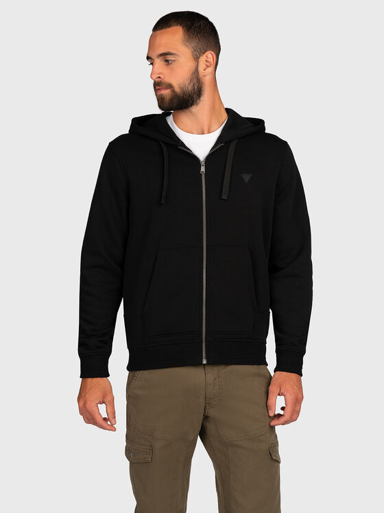 Black sweatshirt with zip and hood - 1