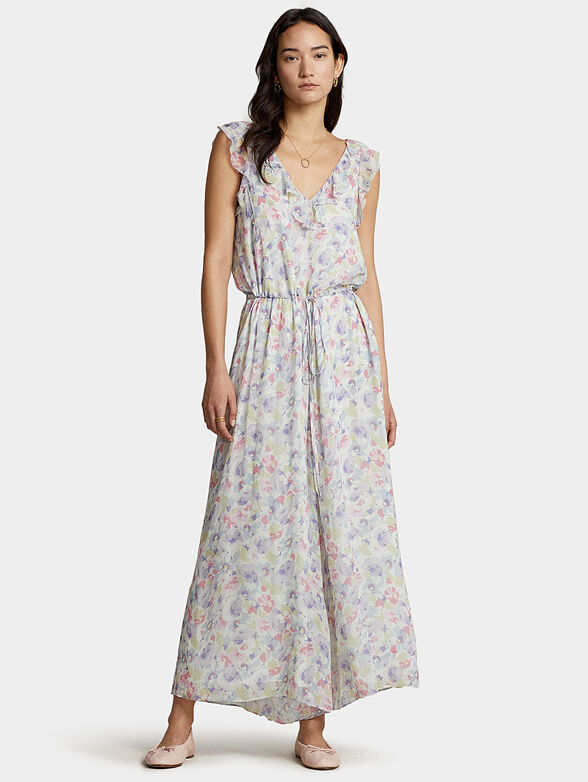 Floral print sleeveless jumpsuit - 1