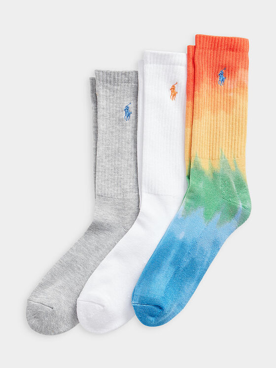 Trei perechi de șosete cu accente logo colorate - 1