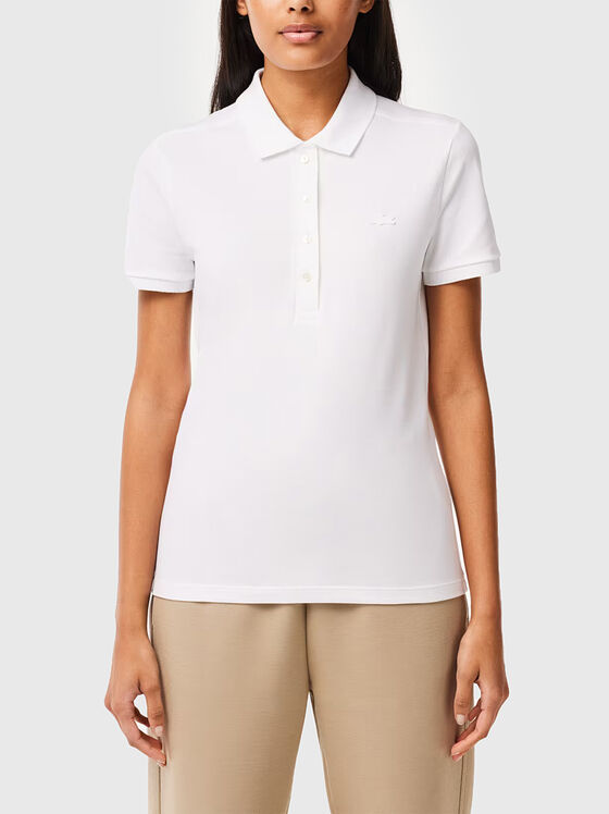 Tricou polo din bumbac de culoare albă  - 1
