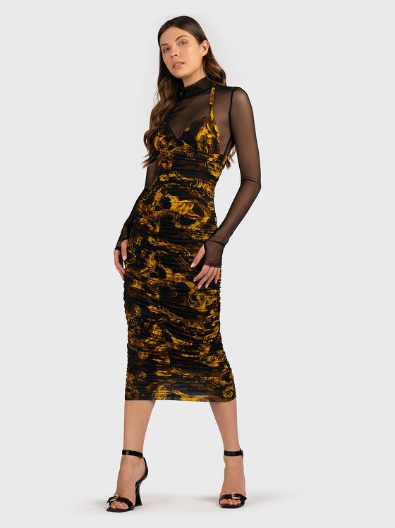 Rochie midi cu accent translucid  - 1