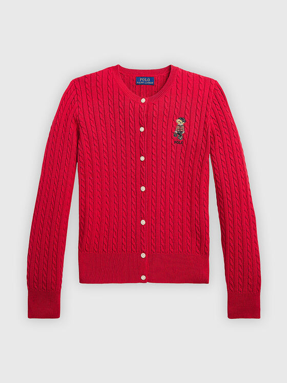 Knitted cardigan in red colour - 1