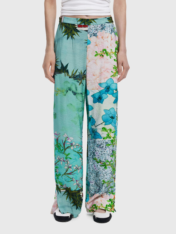 Straight trousers with floral print - 1