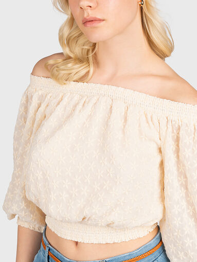 Blouse with elastic and floral motifs - 5