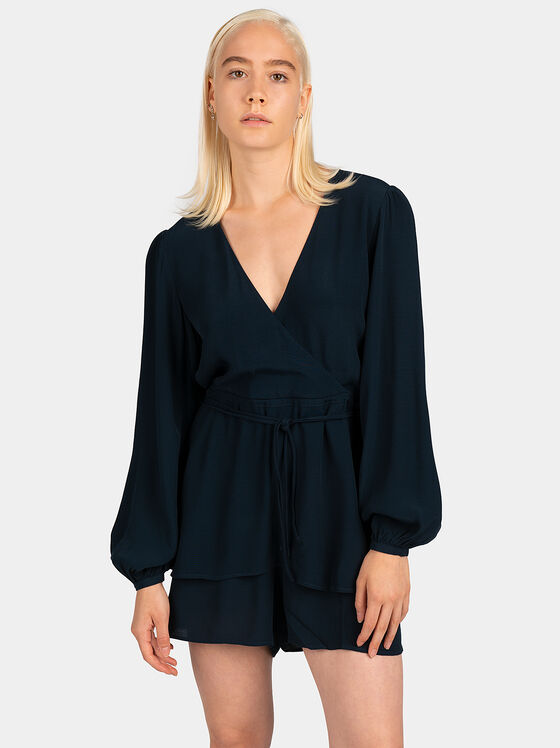 Navy blue EVELYN jumpsuit with cut-out back detail - 1