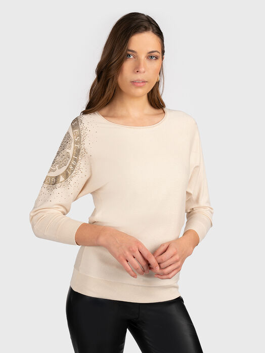 LESLIE sweater with appliqued crystals