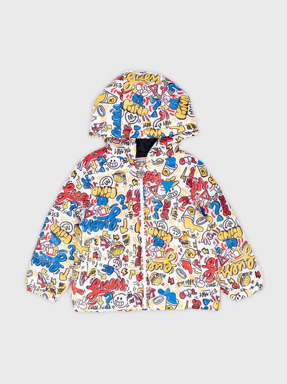 Jachetă căptușită cu imprimeu multicolor - 1