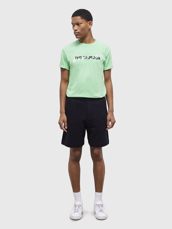 Black cotton shorts with logo detail - 1