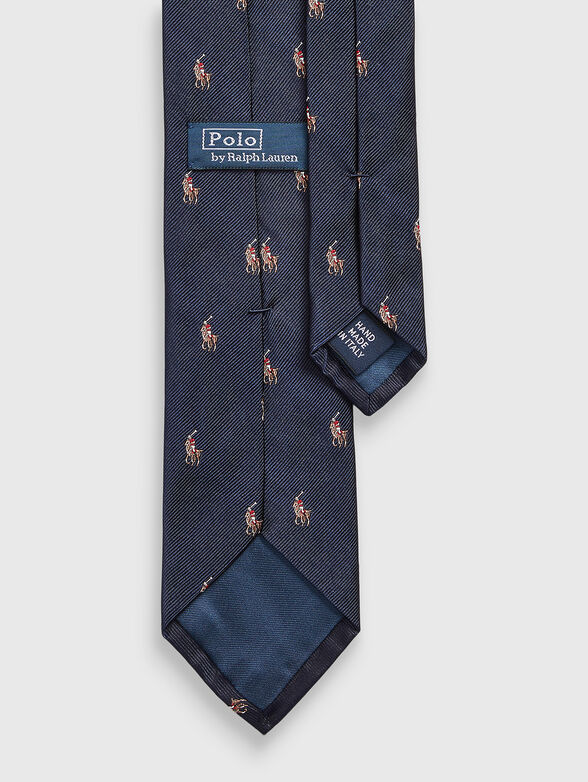 Blue silk tie with logo accents - 2