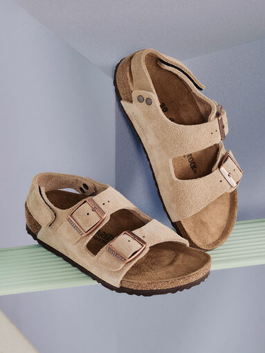 MILANO suede sandals in beige - 5