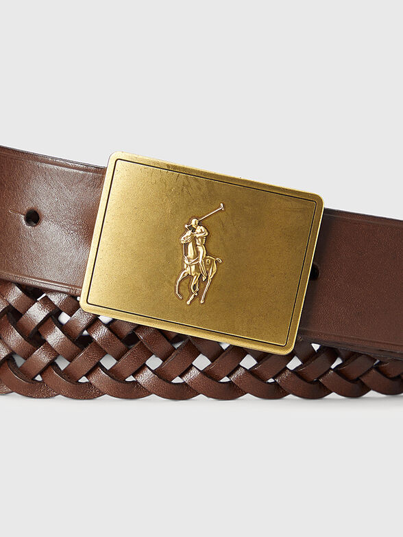 Leather belt with accent buckle - 2