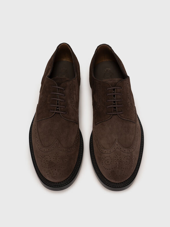 Suede Derby shoes in dark brown color - 6