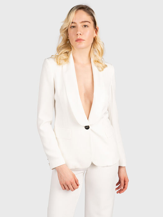White jacket with gold buttons