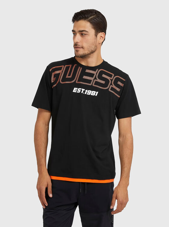 Tricou negru HALL cu logo accentuat - 1